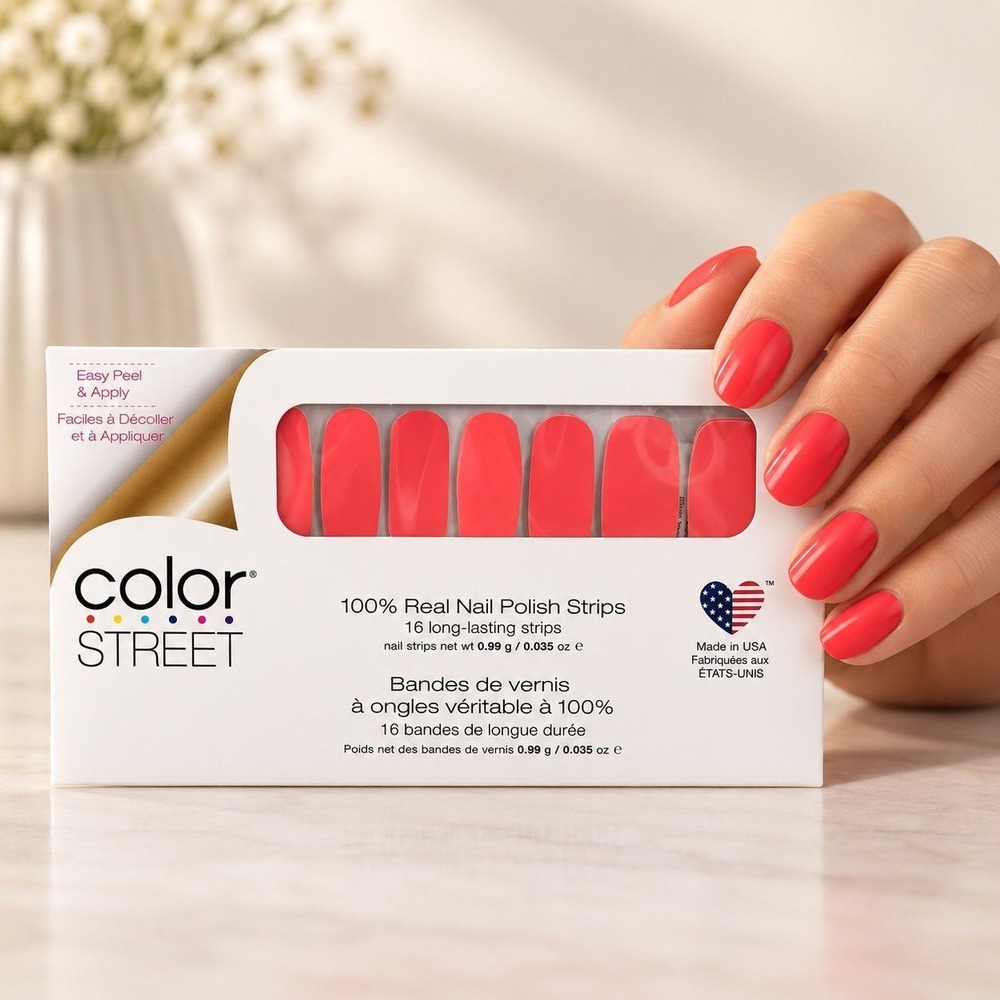 Color Street Nails Caribbean Coral FMC210 Real Nail Polish Strips NWT